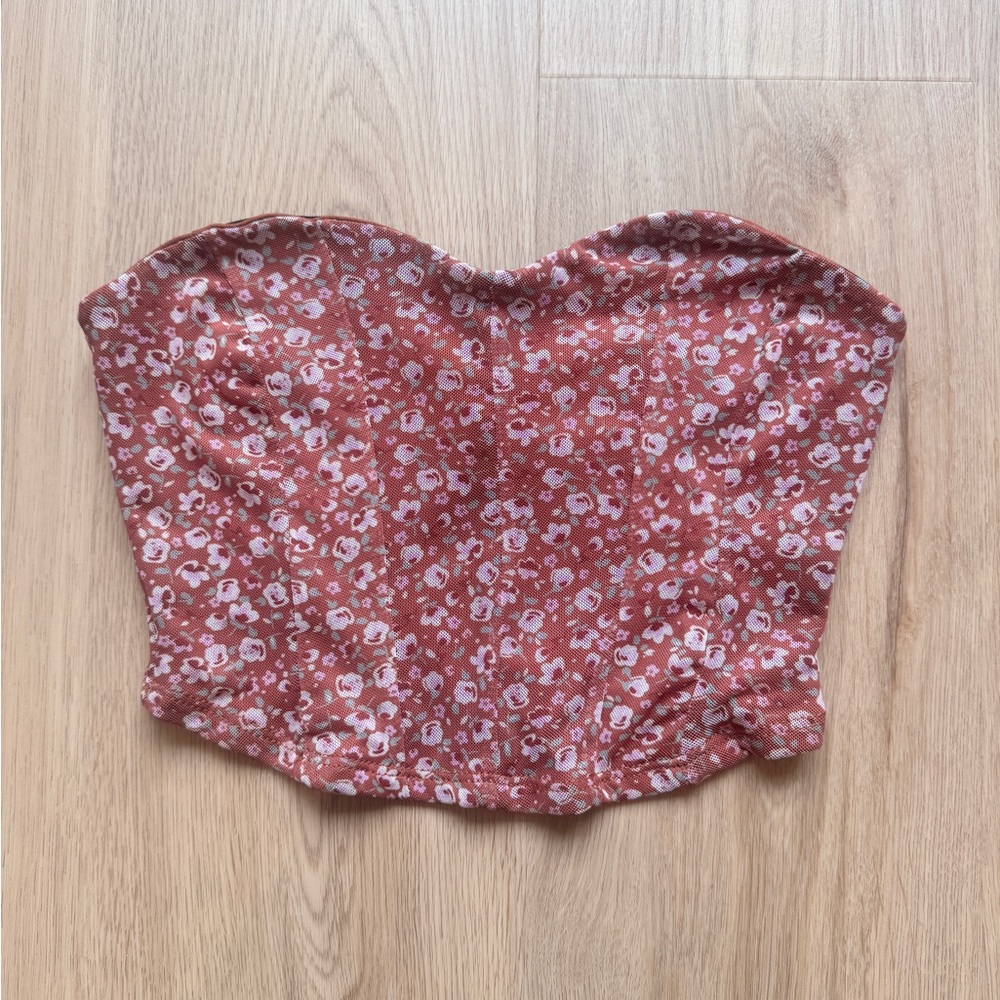 Floral strapless top